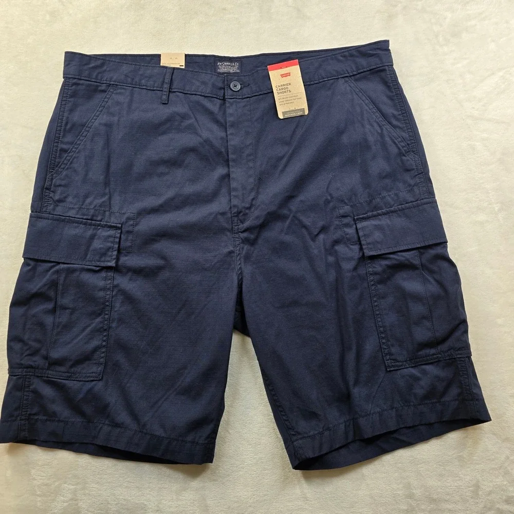 Levi's Carrier Cargo Shorts Mens 40 Navy Blue Cotton Ripstop NEW